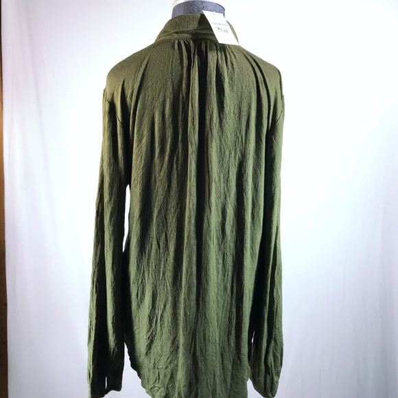 NEW Lucky Brand Green Button Front Blouse Size M - Picture 5 of 8